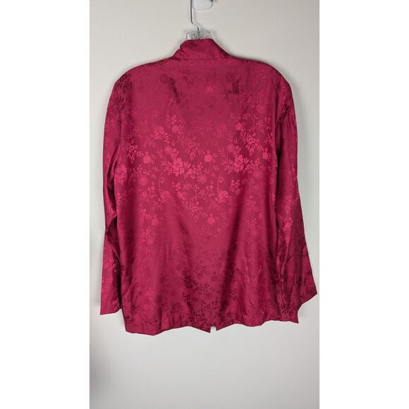 Bloomingdales Asian 3 Peice complete Vtge PJ's with bag Sz M never worn Magenta - Picture 13 of 15